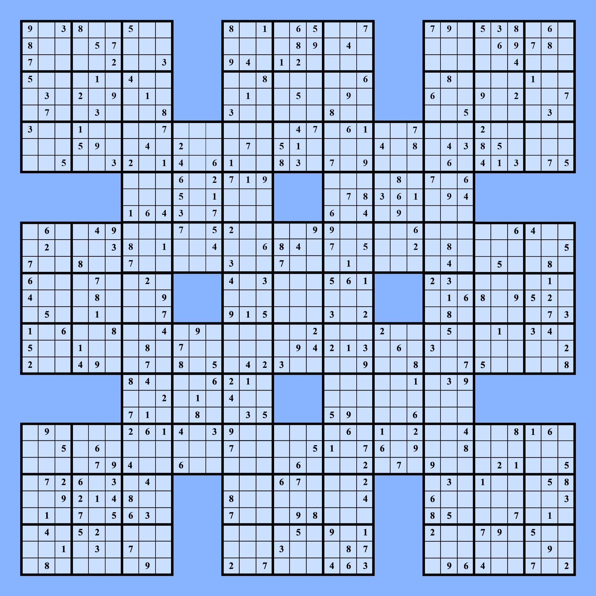samurai sudoku free printable