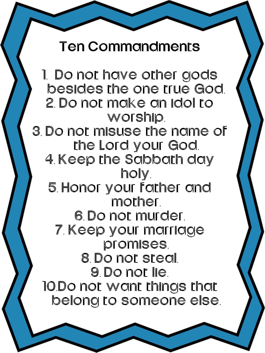 10 commandments printable free