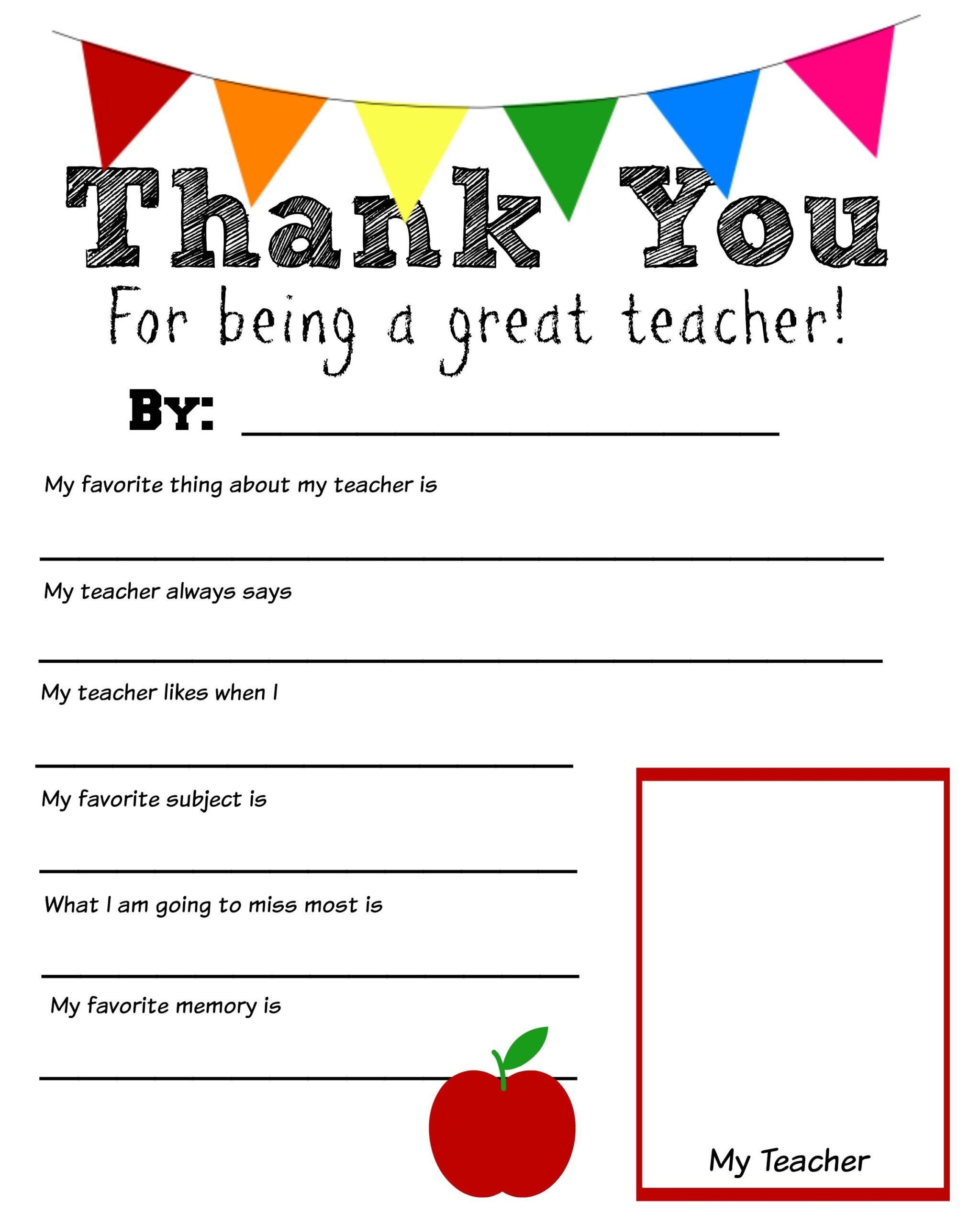 all about my teacher free printable
