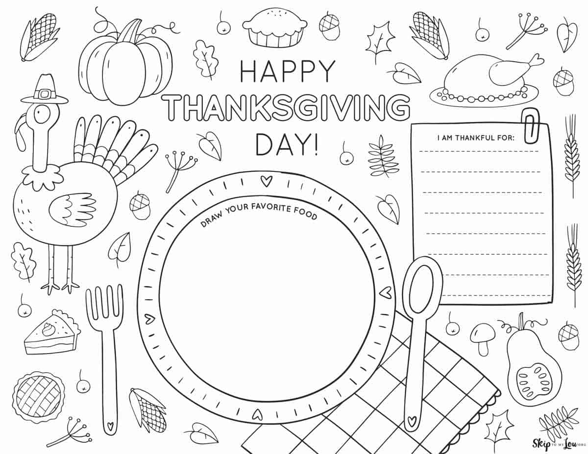 free thanksgiving placemat printables