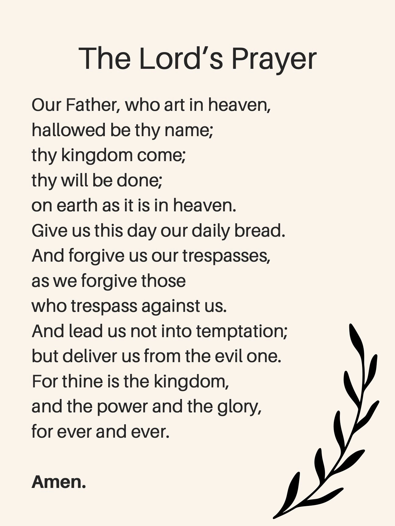 free printable printable lord's prayer