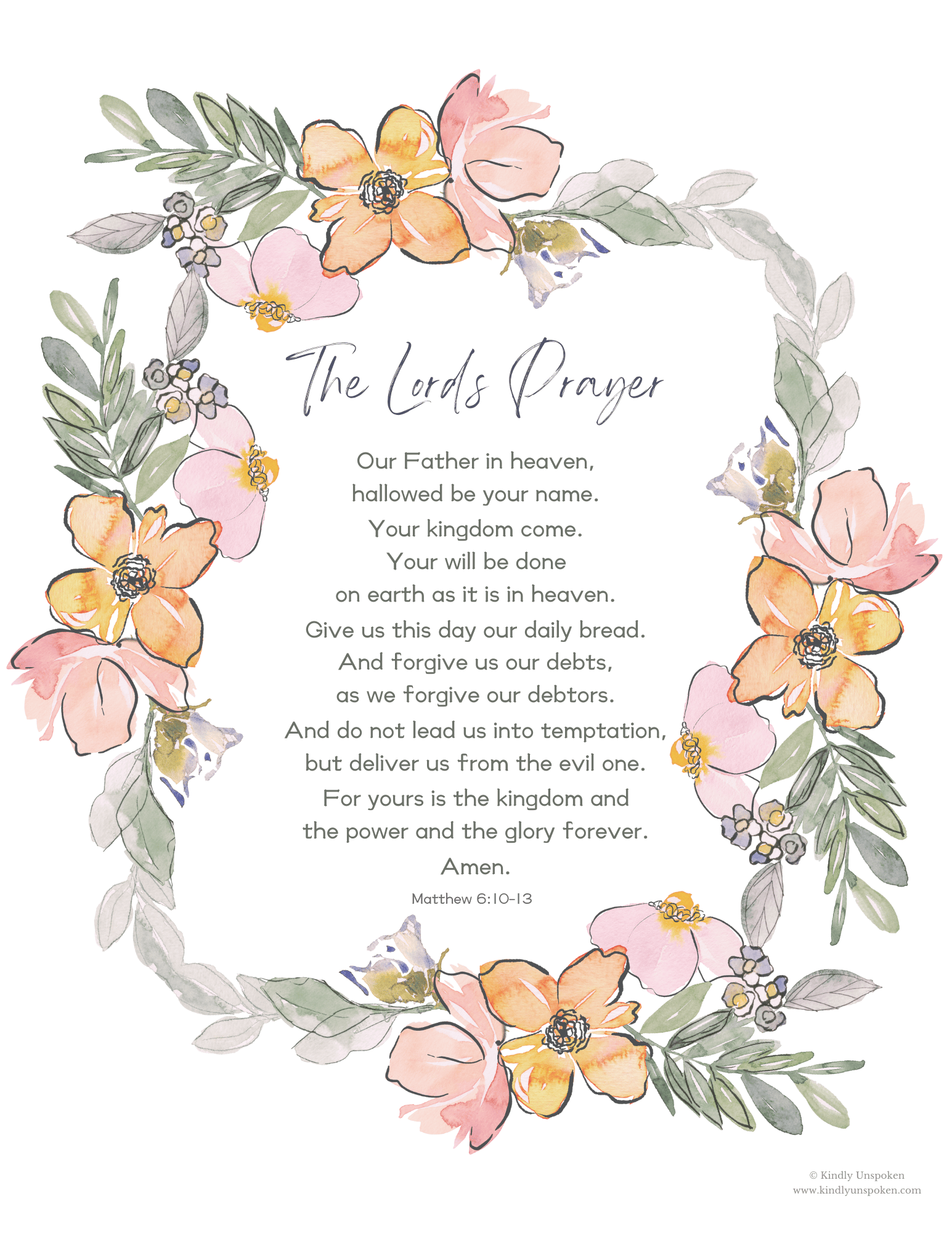 free printable printable lord's prayer