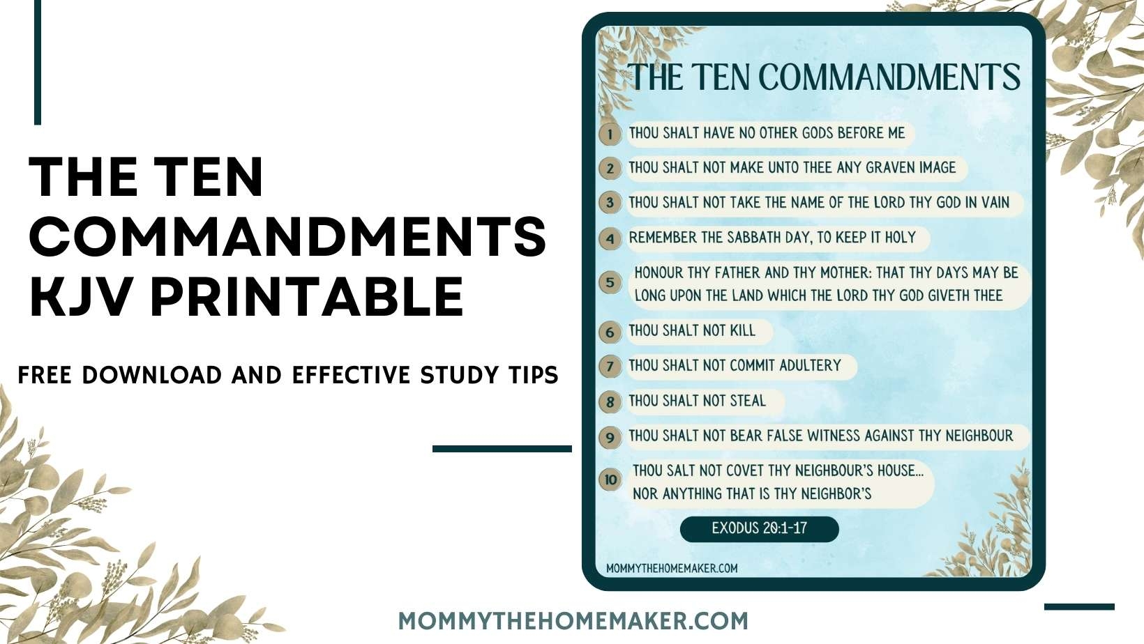 10 commandments printable free