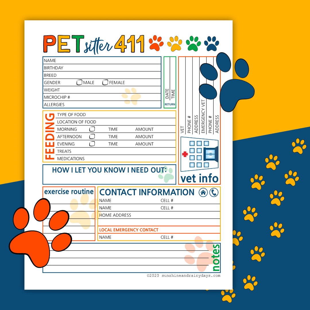 free printable pet sitting forms
