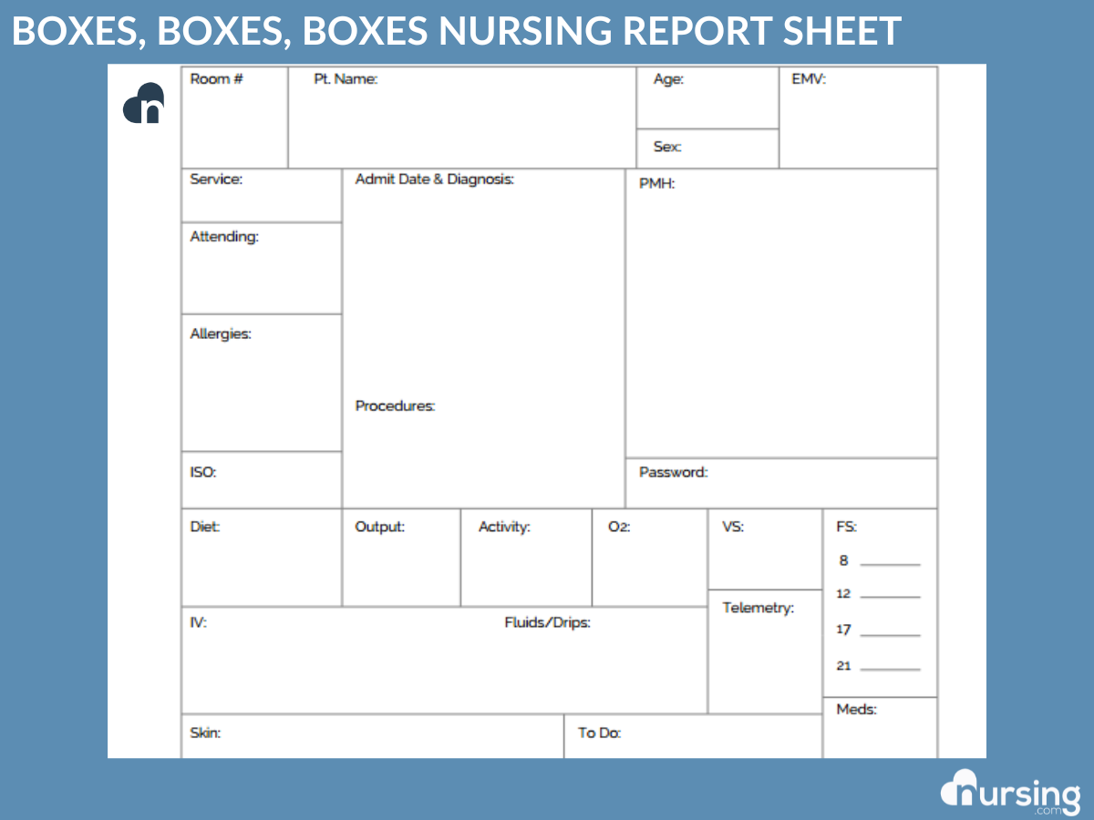 free printable nurse report sheets