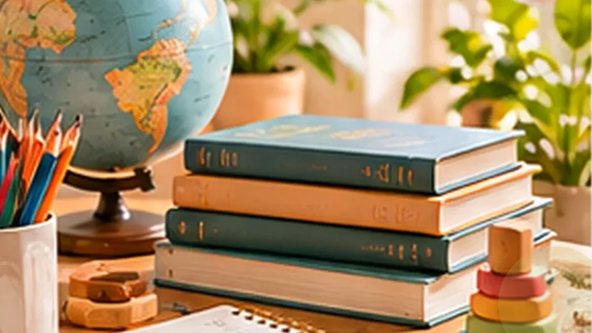 Warm organized lifestyle scene for assignment & homework tracking printables