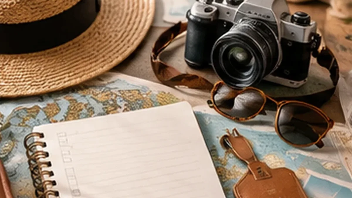 Warm organized lifestyle scene for camping & campsite log printables