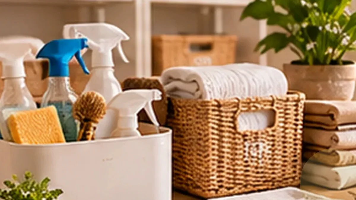 Warm organized lifestyle scene for cleaning schedule & home reset printables