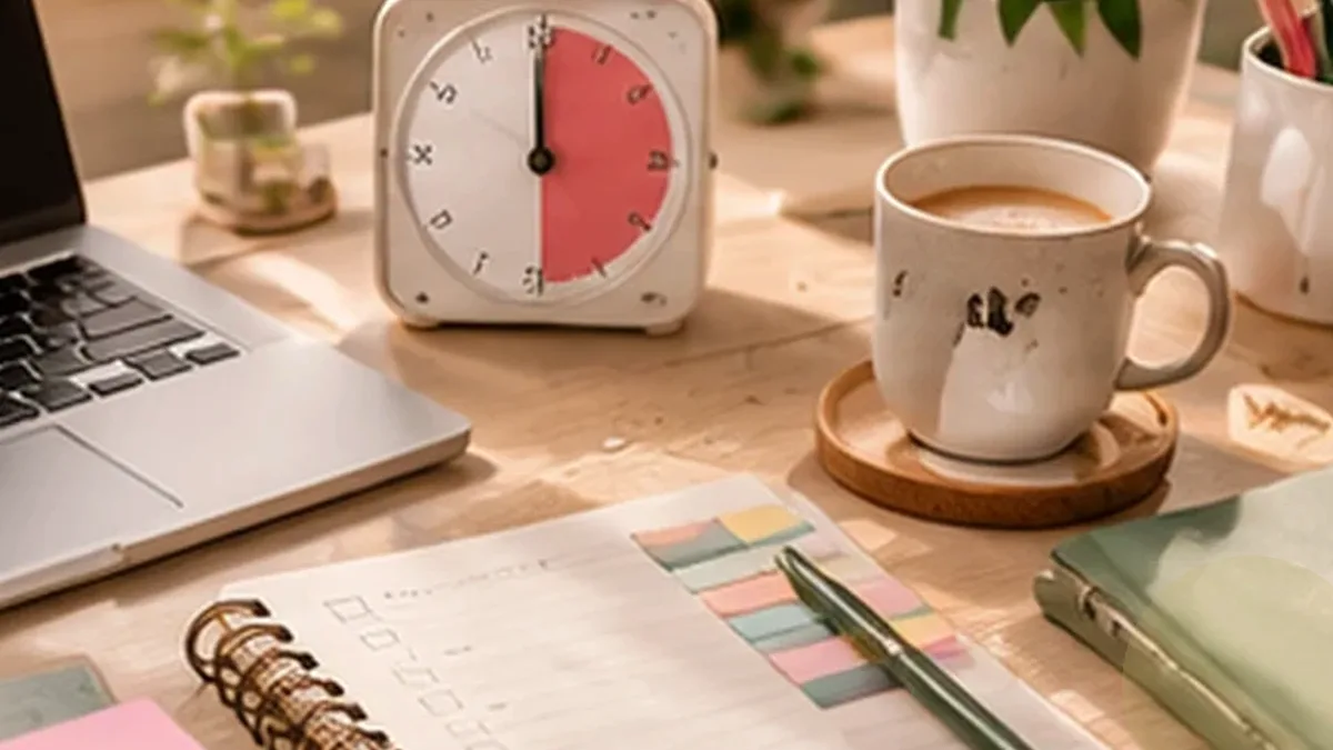Warm organized lifestyle scene for decluttering & life admin printables