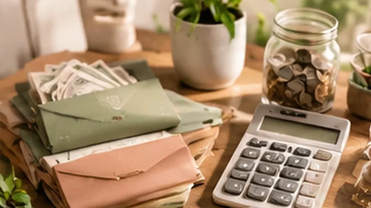 Warm organized lifestyle scene for financial goals & net worth printables