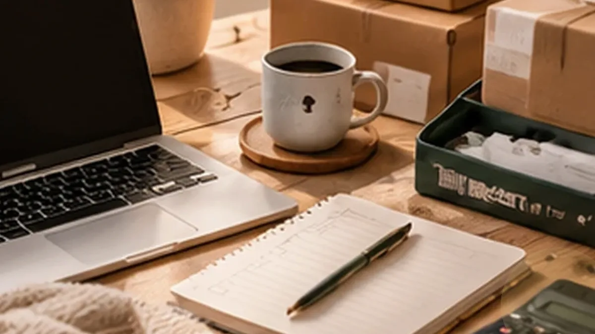 Warm organized lifestyle scene for freelance business & client management printables