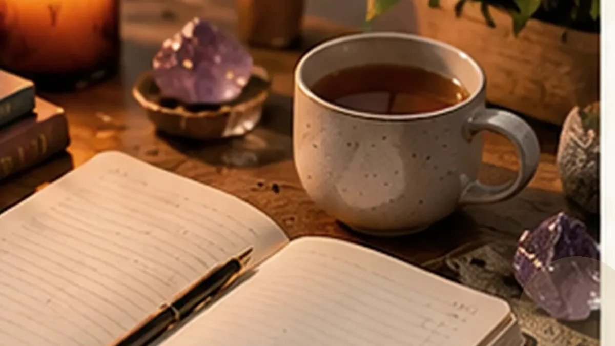 Warm organized lifestyle scene for gratitude & positive mindset printables