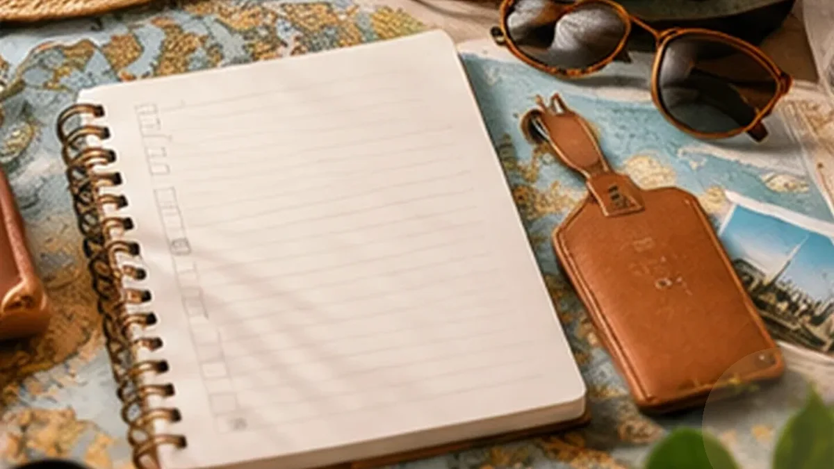 Warm organized lifestyle scene for international travel & packing printables
