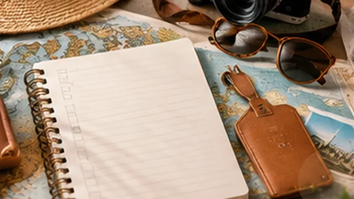 Warm organized lifestyle scene for national parks & hiking printables