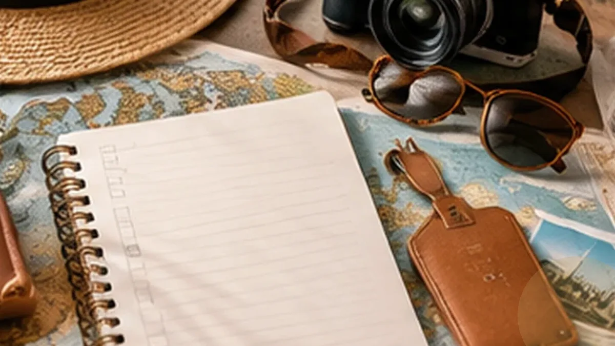 Warm organized lifestyle scene for road trip planning printables