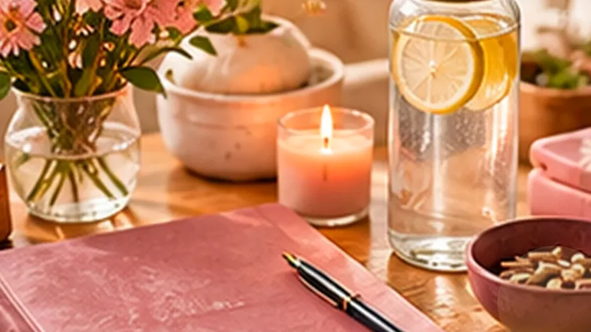Warm organized lifestyle scene for sleep & bedtime routine printables