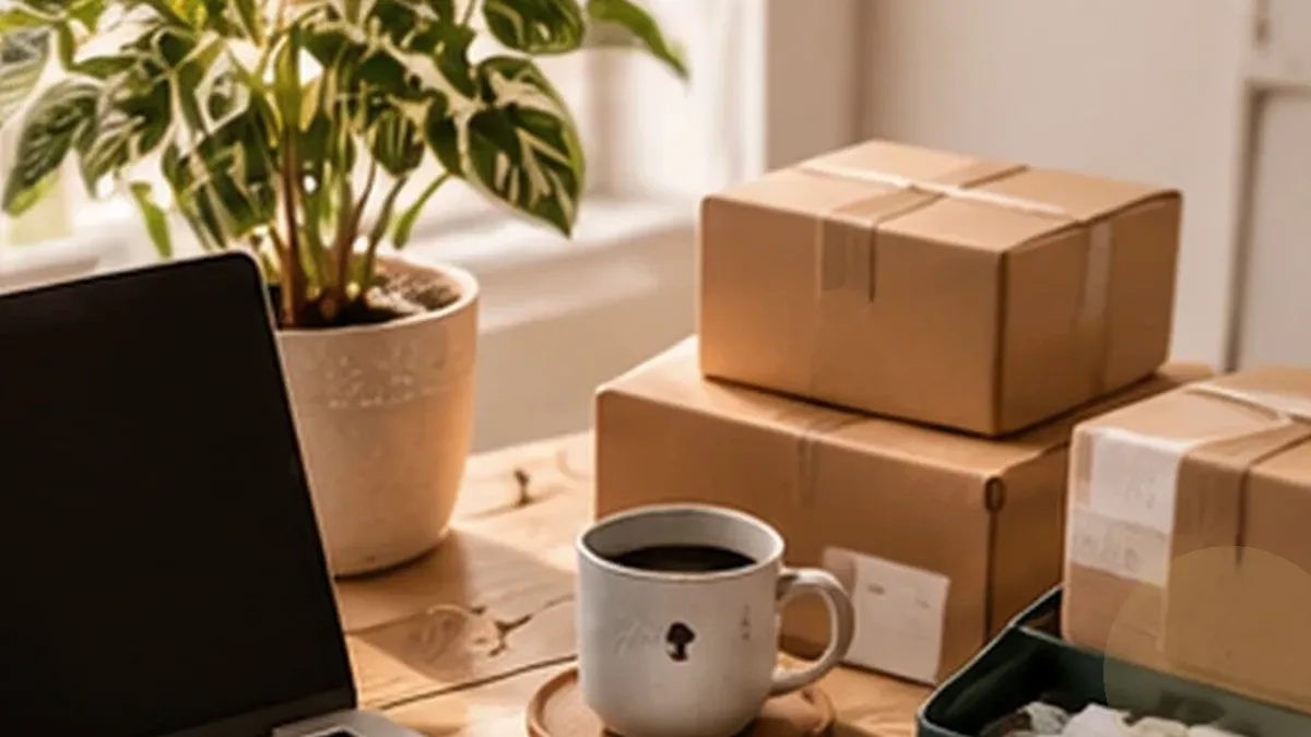 Warm organized lifestyle scene for social media content planning printables
