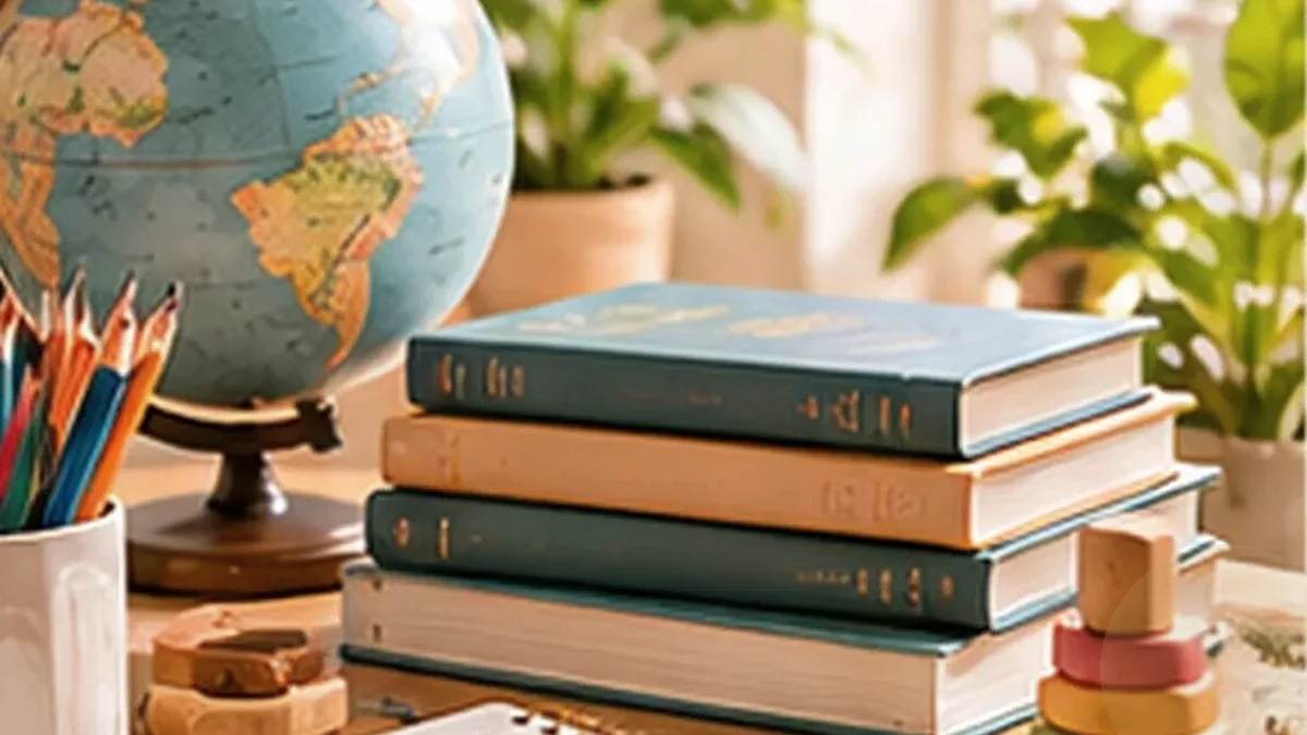 Warm organized lifestyle scene for study & exam preparation printables