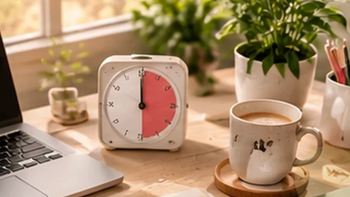 Warm organized lifestyle scene for time blocking & daily scheduling printables