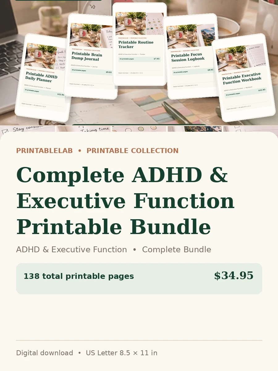 Complete ADHD & Executive Function Printable Bundle cover