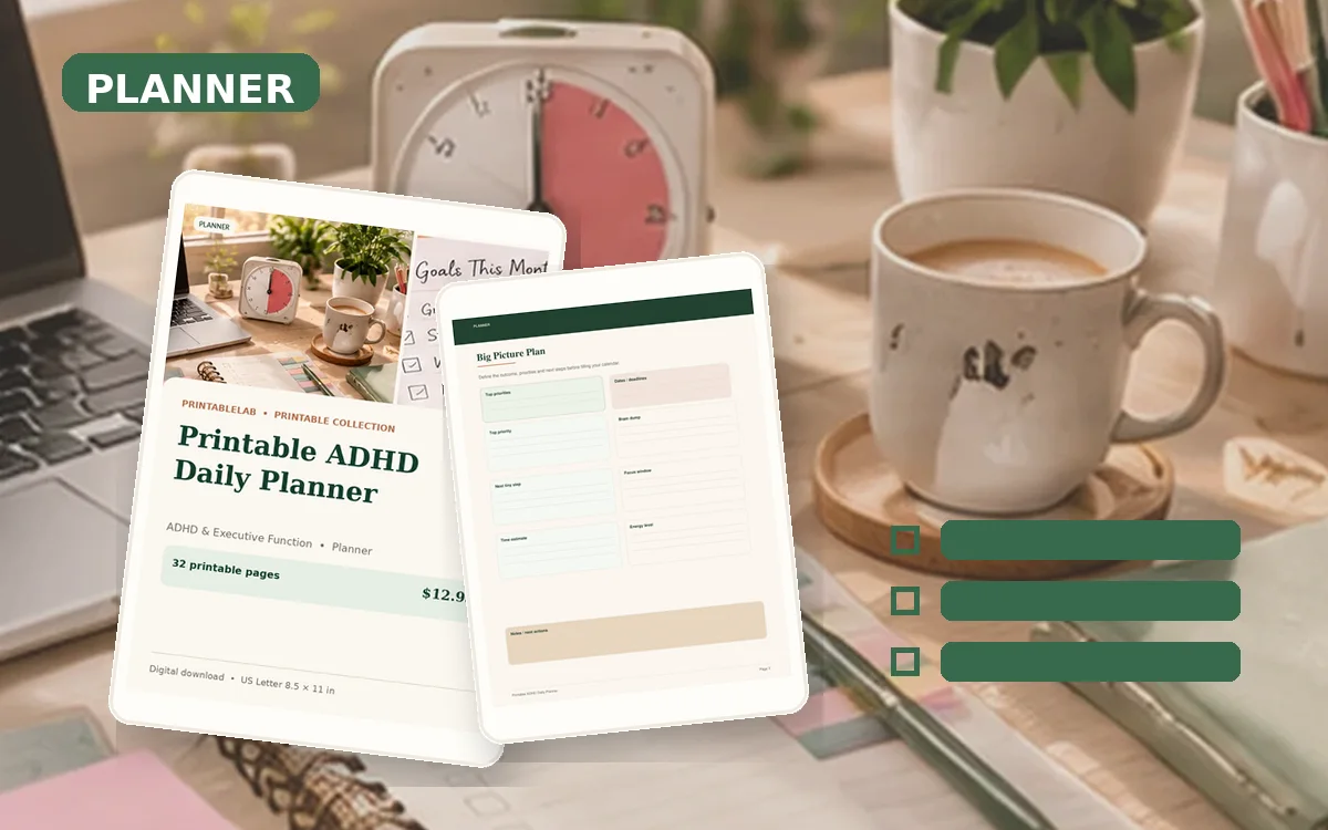 Printable ADHD Daily Planner cover
