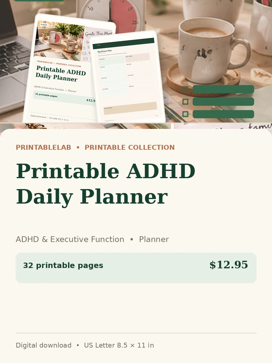 Printable ADHD Daily Planner cover