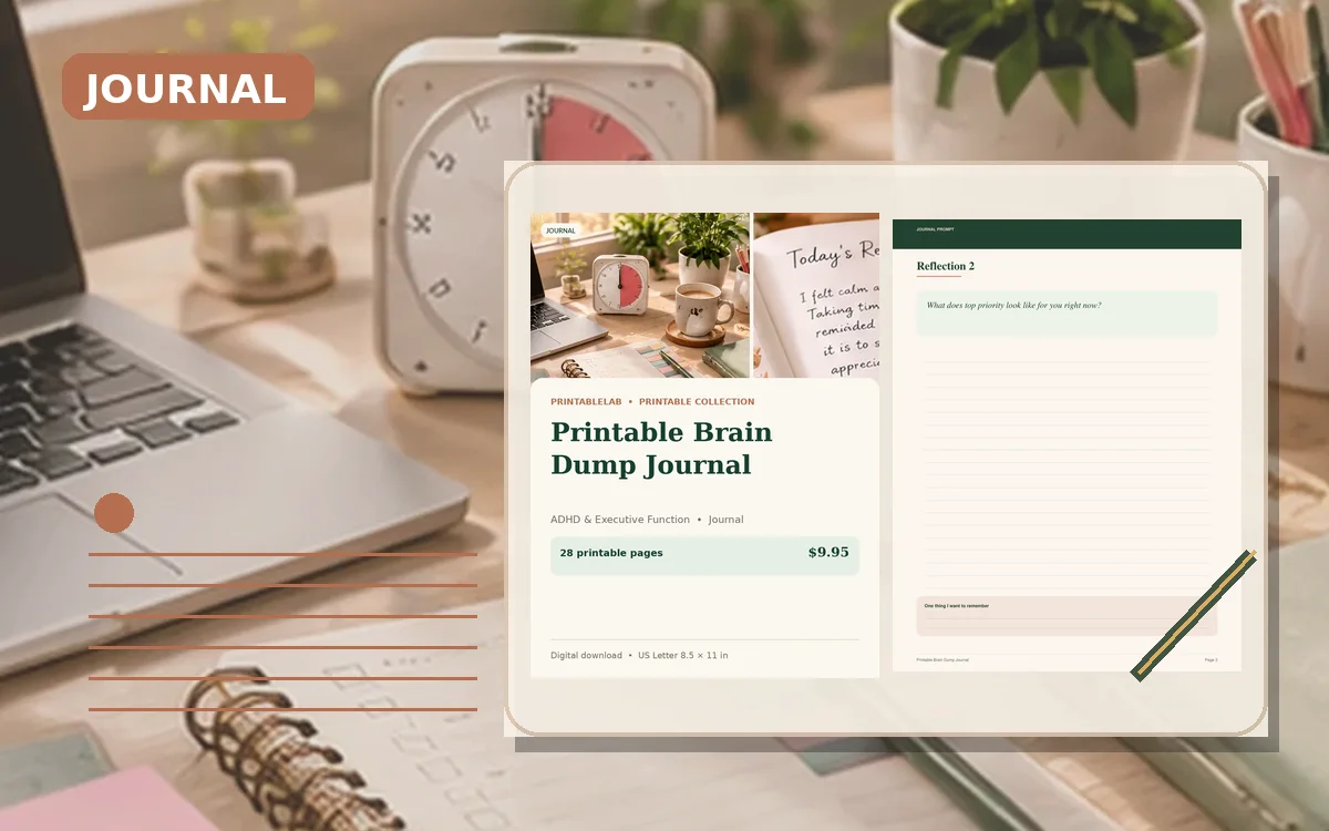 Printable Brain Dump Journal cover