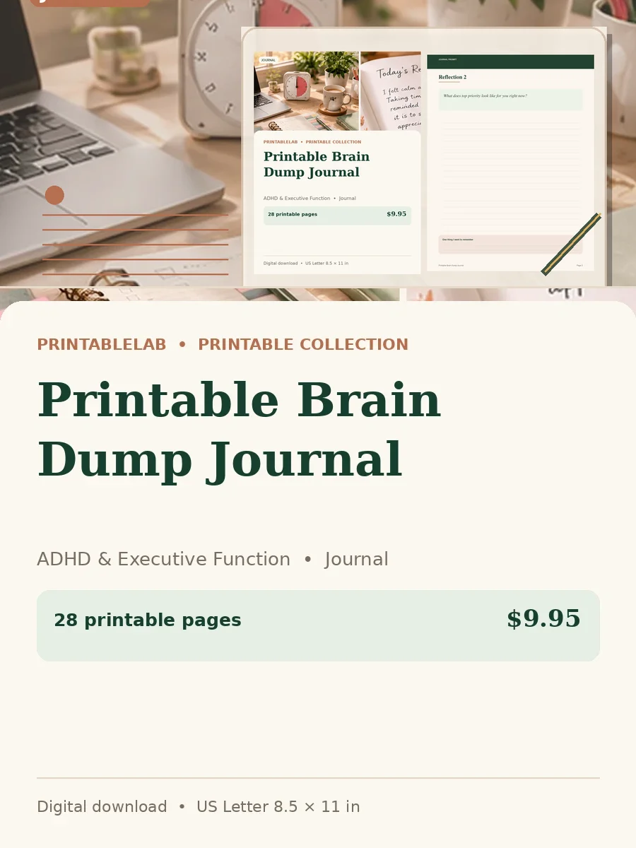 Printable Brain Dump Journal cover