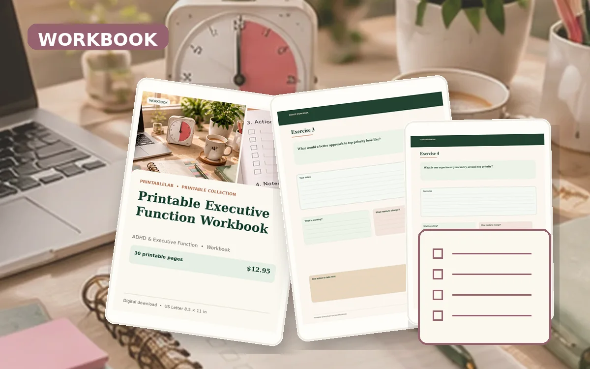 Printable Executive Function Workbook cover