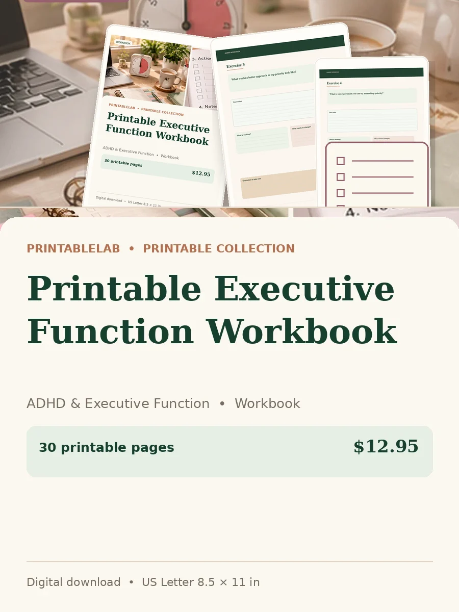 Printable Executive Function Workbook cover