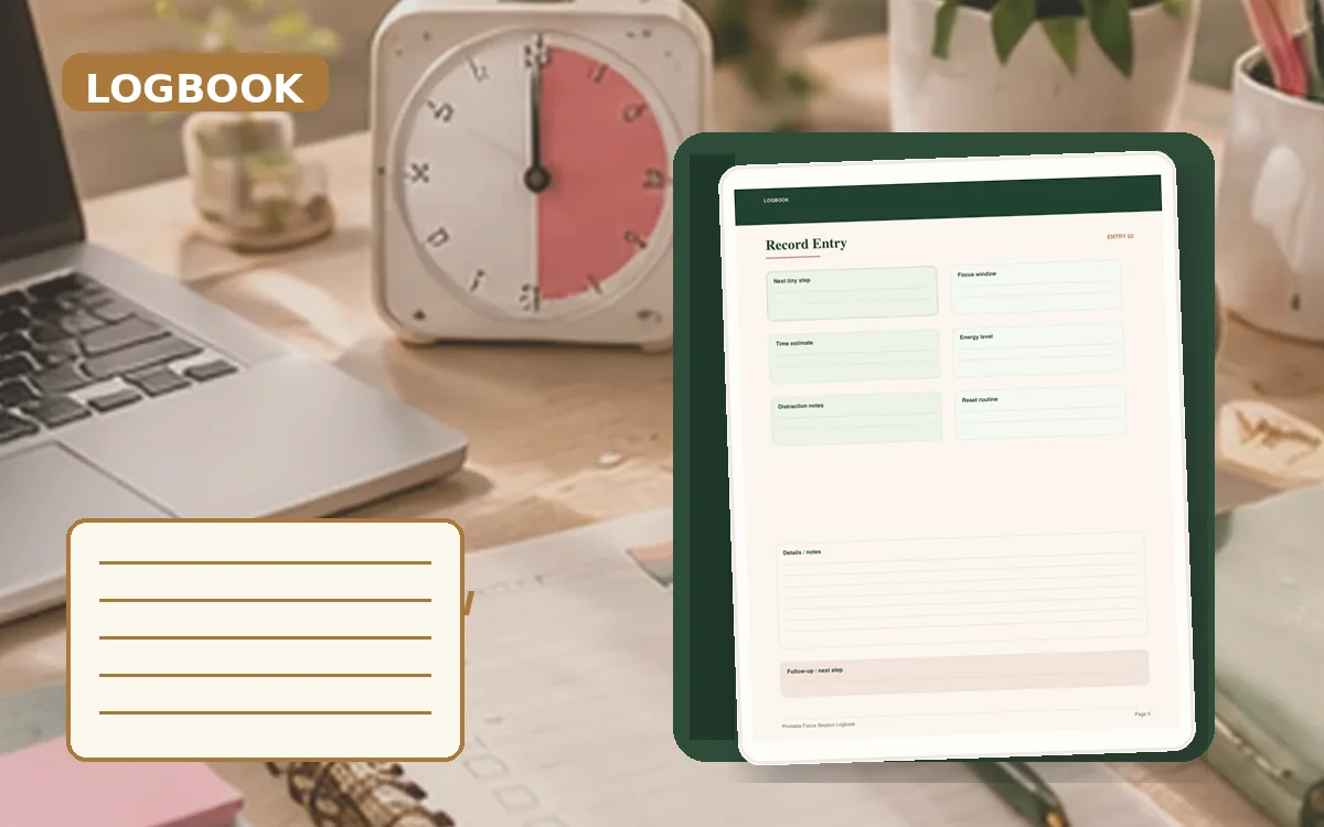 Printable Focus Session Logbook cover