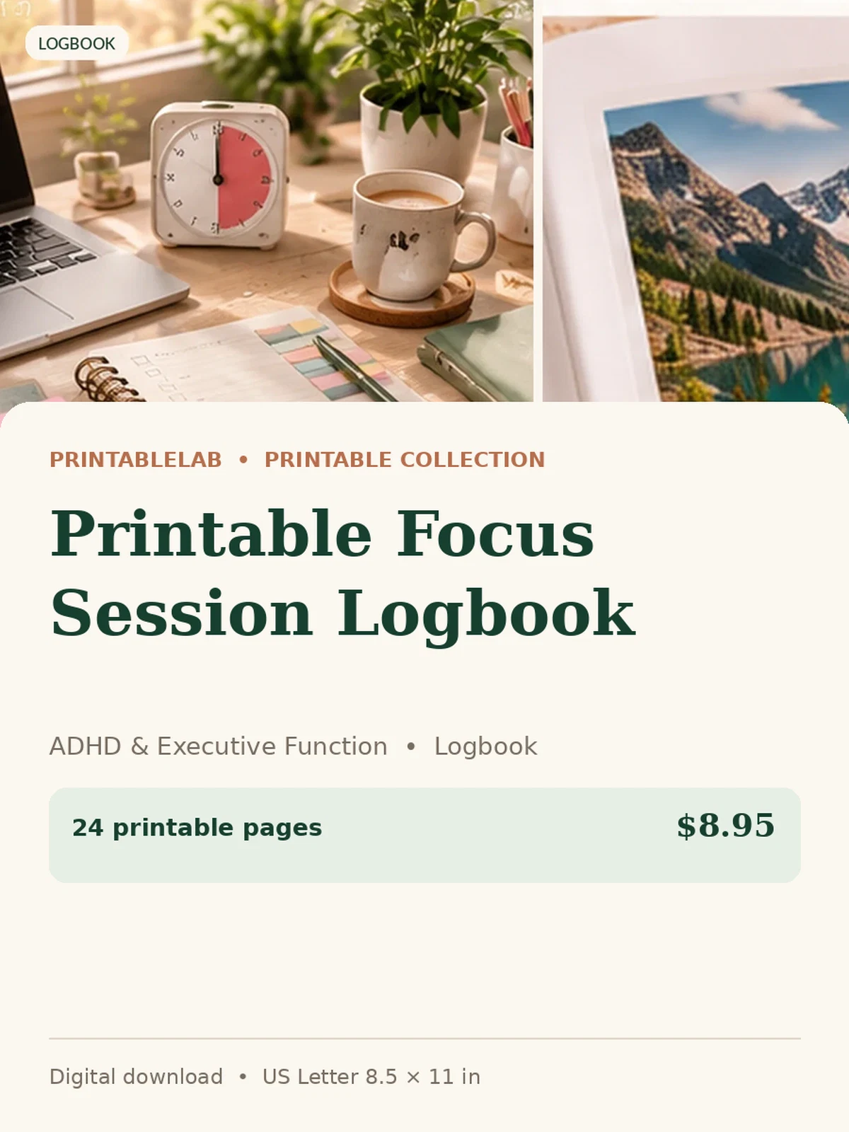 Printable Focus Session Logbook preview 1
