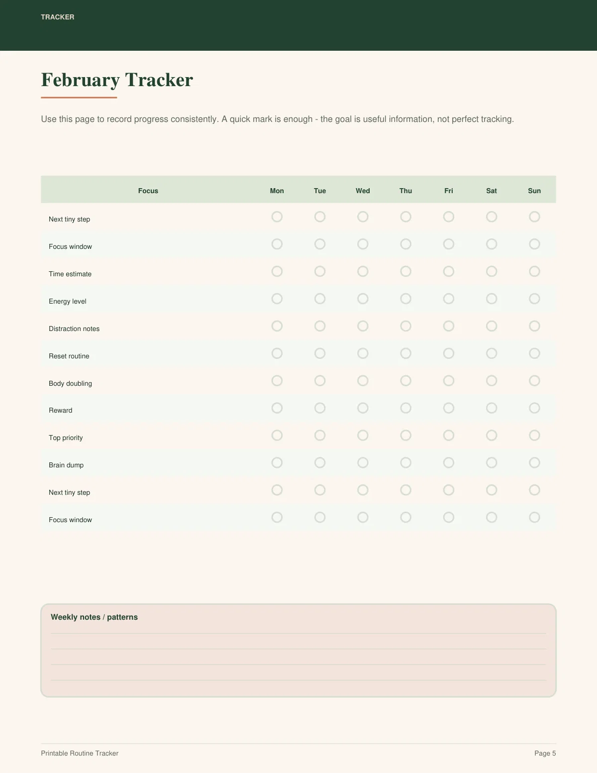 Printable Routine Tracker preview 4