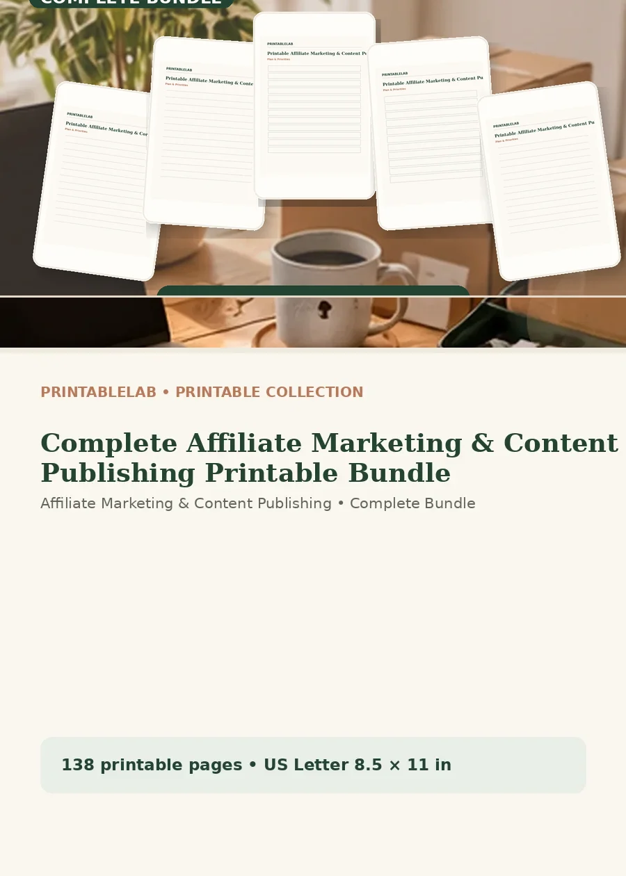 Complete Affiliate Marketing & Content Publishing Printable Bundle cover