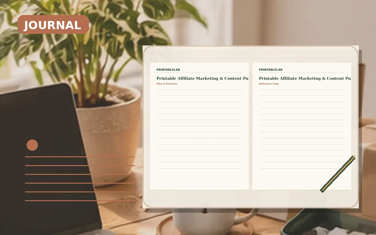 Printable Affiliate Marketing & Content Publishing Journal cover