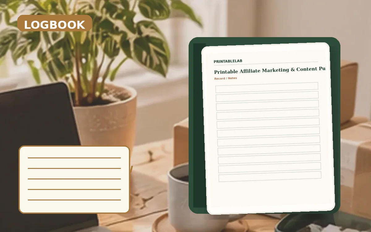 Printable Affiliate Marketing & Content Publishing Logbook cover