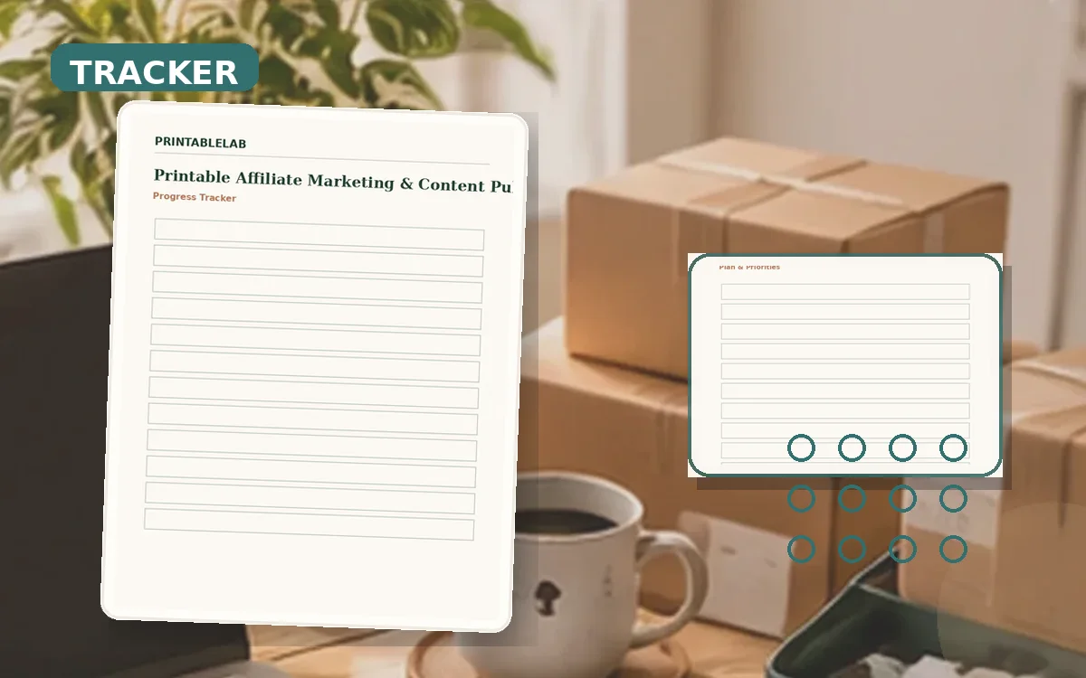 Printable Affiliate Marketing & Content Publishing Tracker cover
