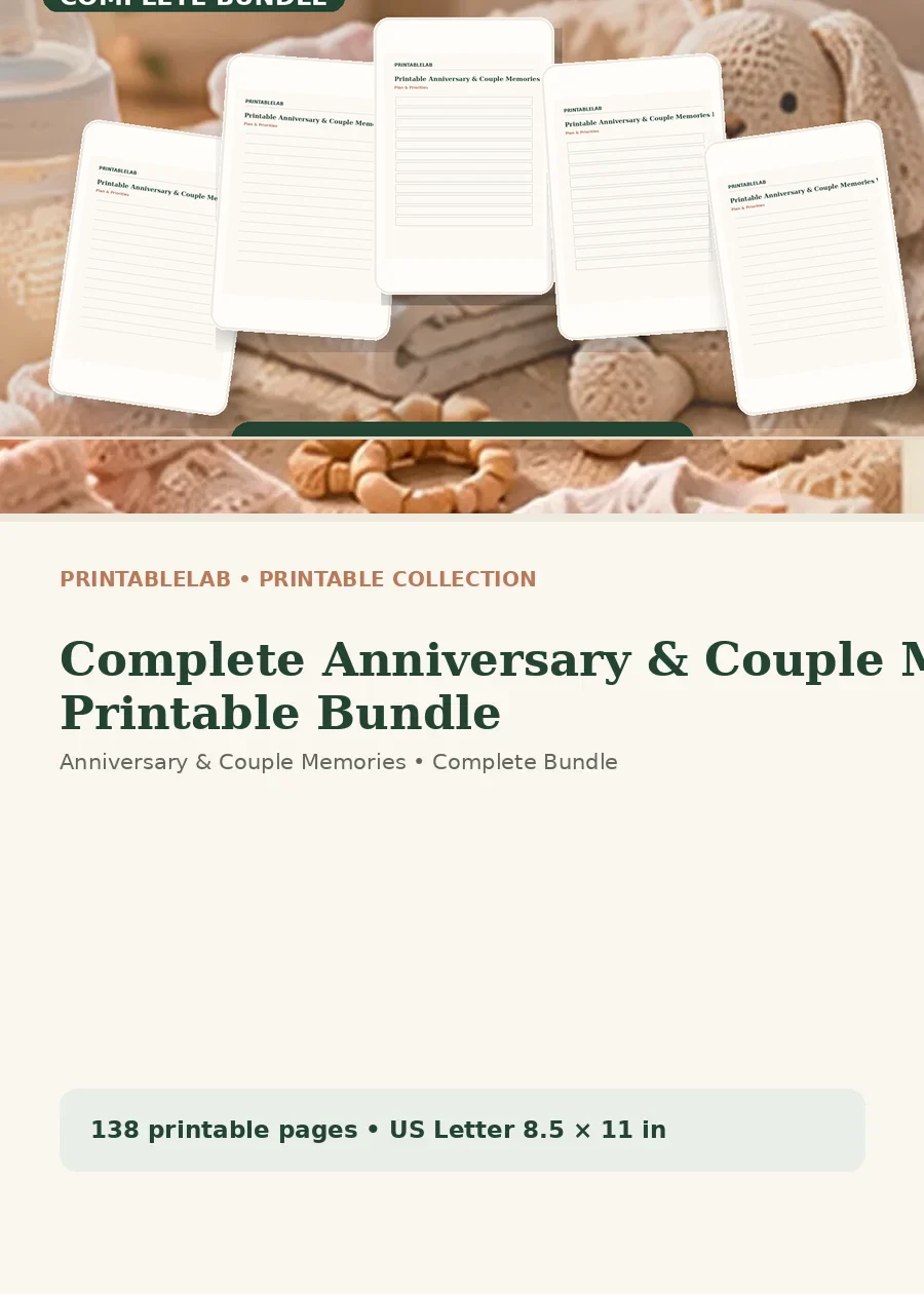 Complete Anniversary & Couple Memories Printable Bundle cover