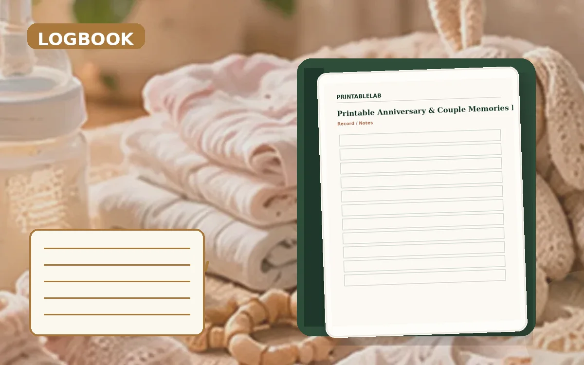 Printable Anniversary & Couple Memories Logbook cover