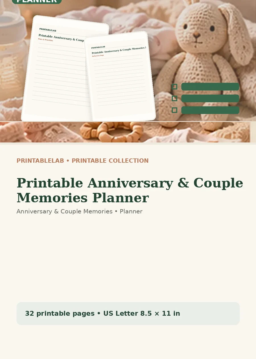 Printable Anniversary & Couple Memories Planner cover