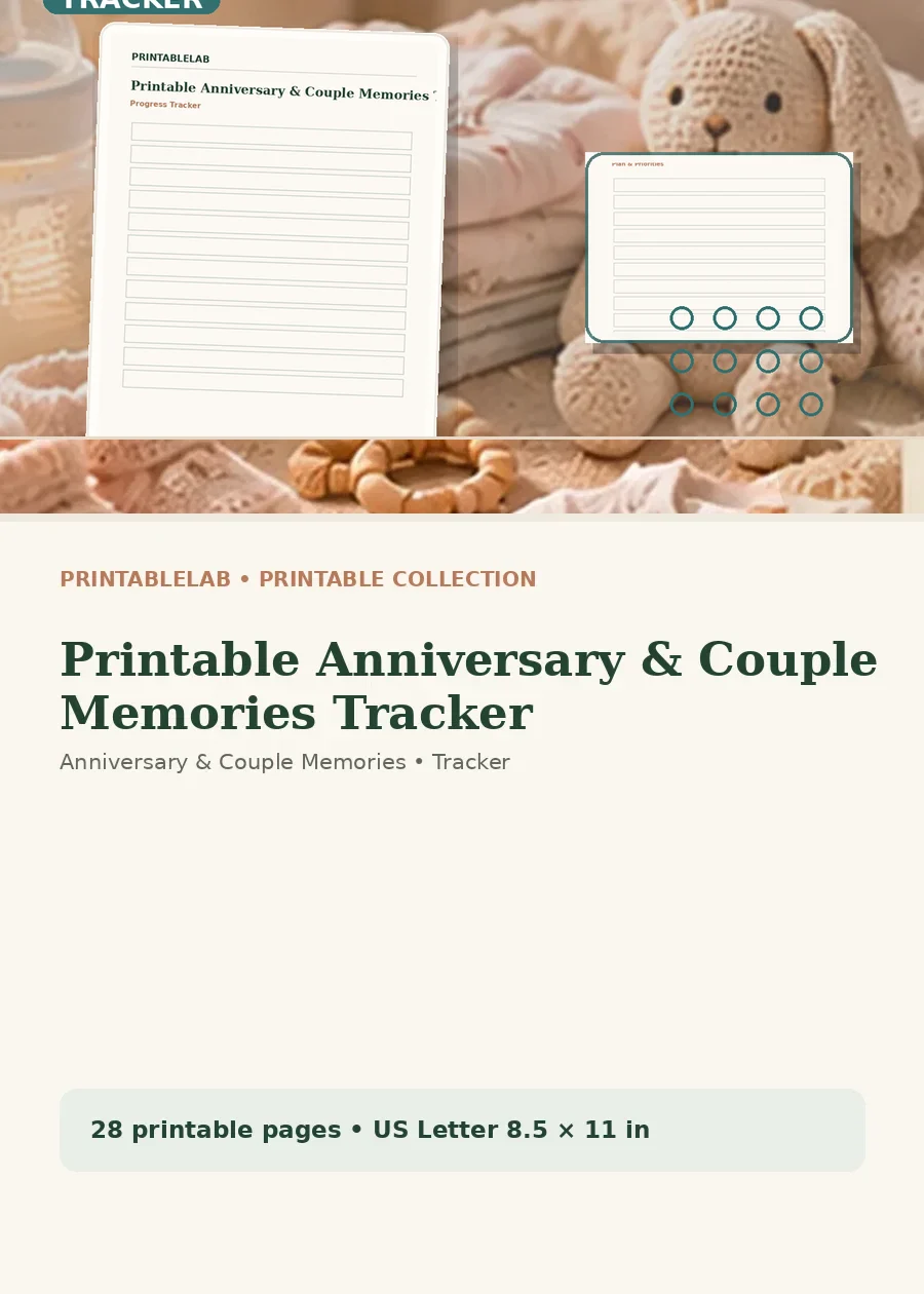 Printable Anniversary & Couple Memories Tracker cover
