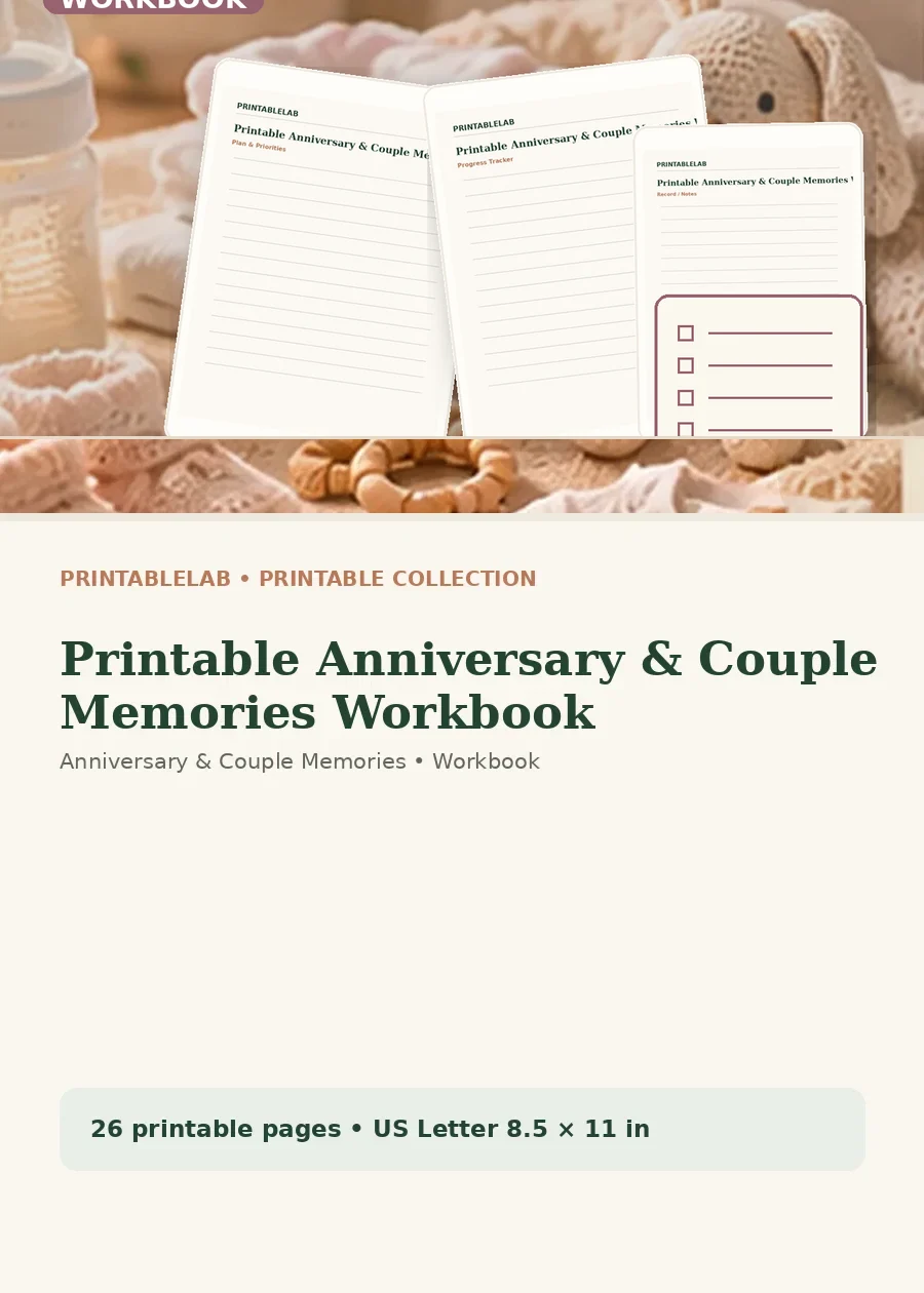 Printable Anniversary & Couple Memories Workbook cover