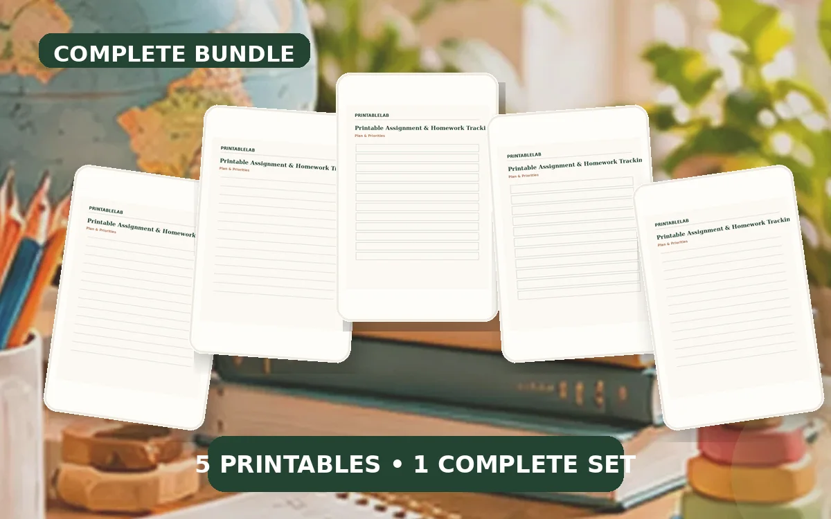 Complete Assignment & Homework Tracking Printable Bundle cover