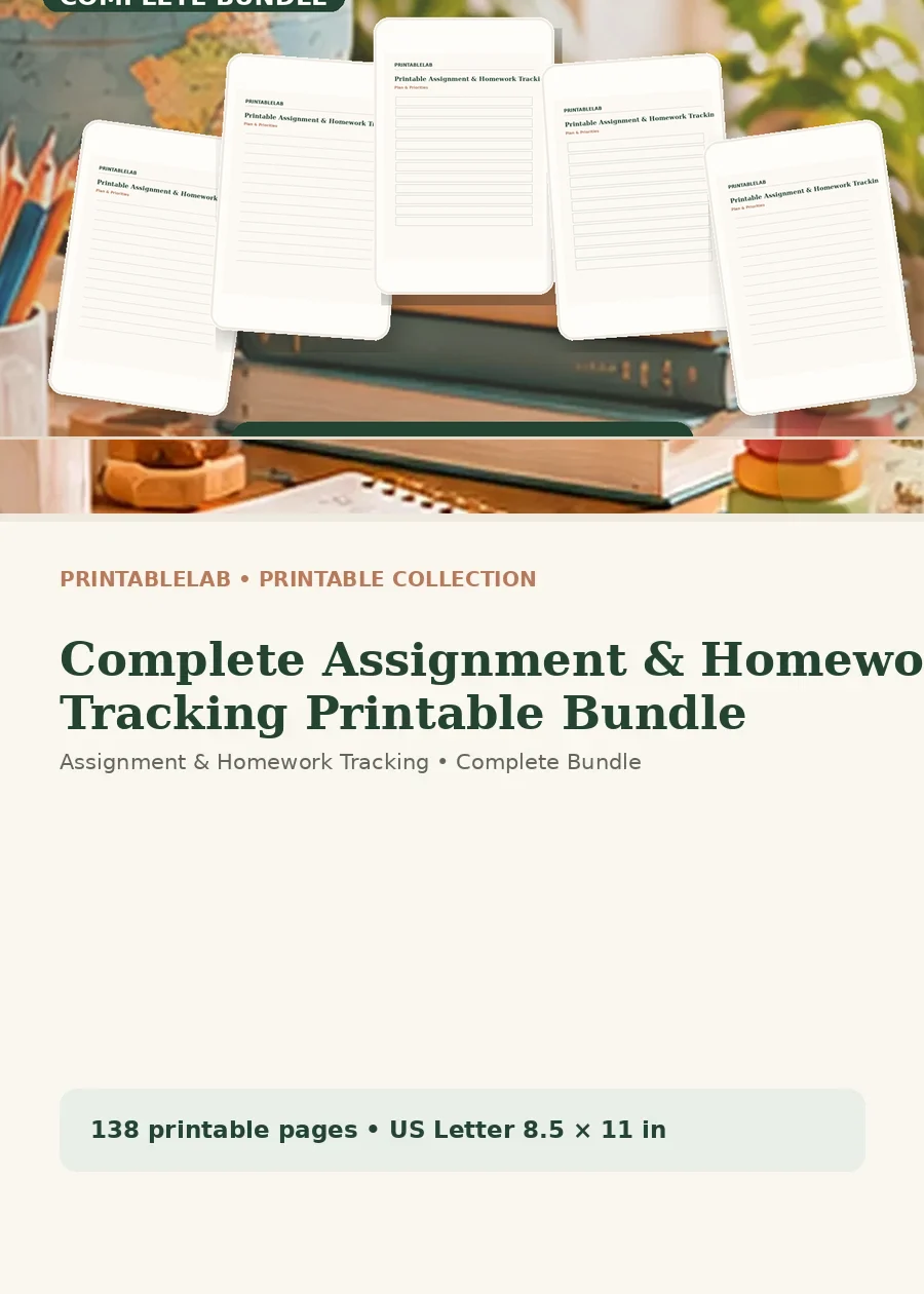 Complete Assignment & Homework Tracking Printable Bundle cover
