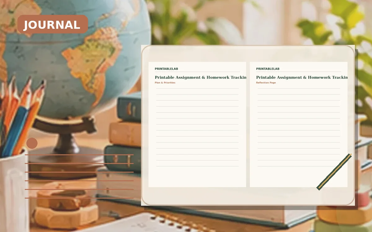 Printable Assignment & Homework Tracking Journal cover