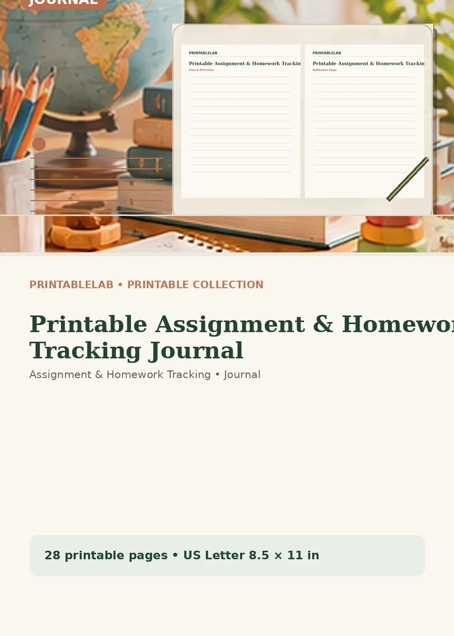 Printable Assignment & Homework Tracking Journal cover