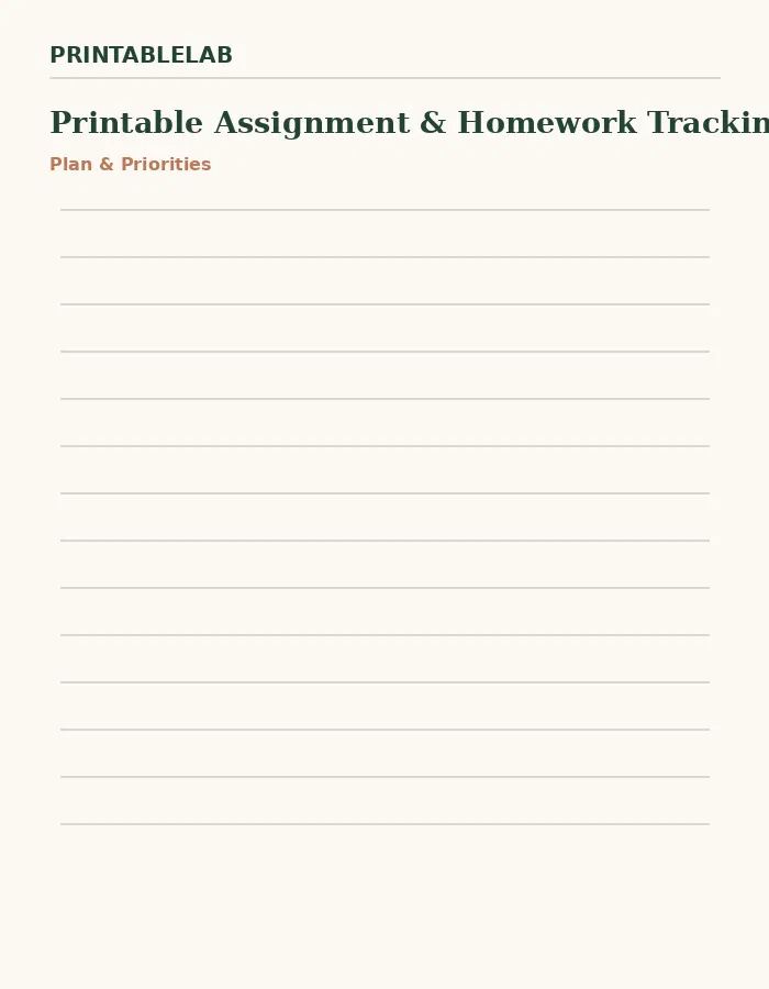 Printable Assignment & Homework Tracking Journal preview 1
