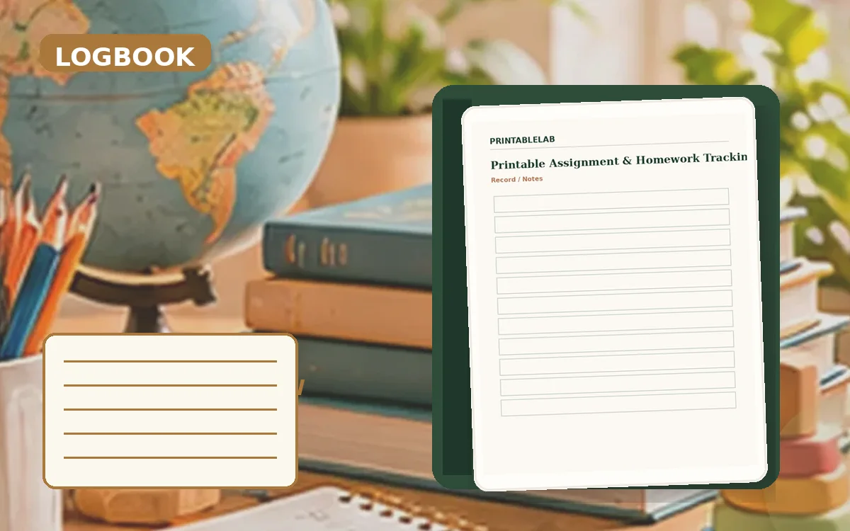 Printable Assignment & Homework Tracking Logbook cover