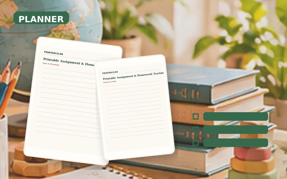 Printable Assignment & Homework Tracking Planner cover