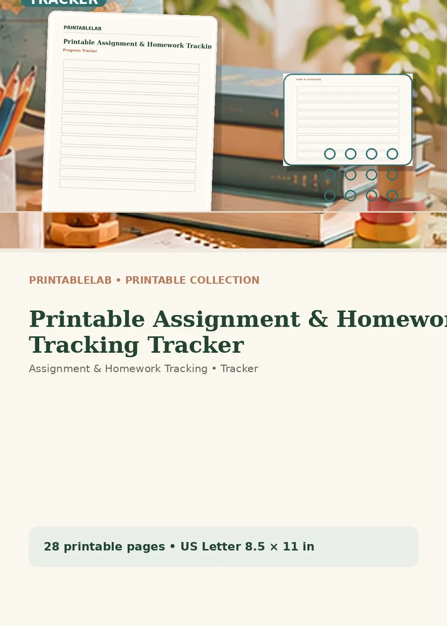 Printable Assignment & Homework Tracking Tracker cover